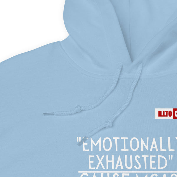Light Blue Hoodie Detail 1 - ILLTOCHILL Mast Cell Activation Syndrome awareness 'Emotionally Exhausted by MCAS' gift Unisex Hoodie.