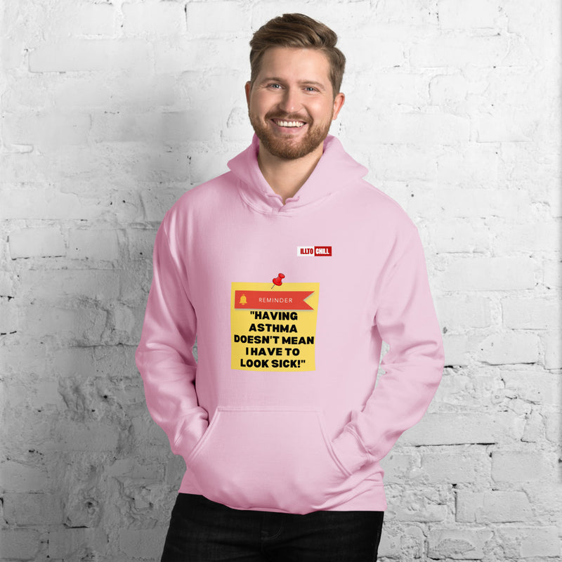 Light Pink Hoodie Front 3 - ILLTOCHILL Asthma Reminder quote, Asthma awareness Gift Unisex Hoodie