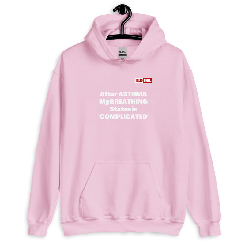 Light Pink Hoodie Front 2 - ILLTOCHILL Asthma awareness 'Breathing status complicated' funny asthma gift Unisex Hoodie