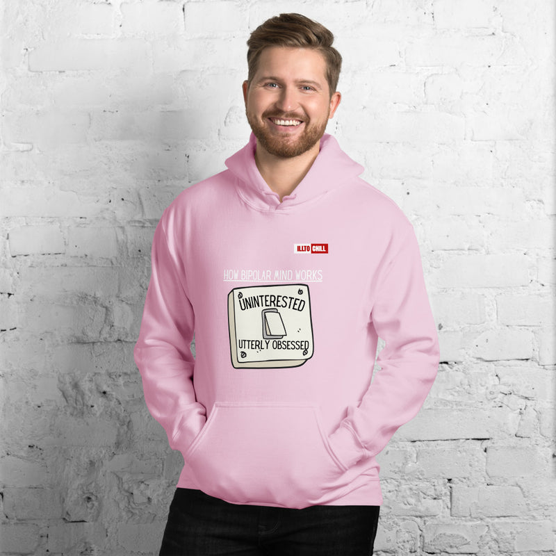 Light Pink Hoodie Front 3 - ILLTOCHILL Bipolar disorder awareness 'How bipolar mind works' sarcastic gift Unisex Hoodie