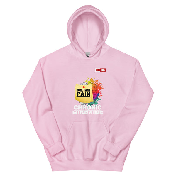 Light Pink Hoodie Front 1 - ILLTOCHILL Chronic Migraine 'Constant Pain' migraine support gift Unisex Hoodie.