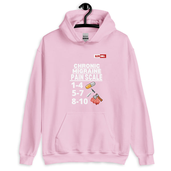 Light Pink Hoodie Front 2 - ILLTOCHILL Chronic Migraine 'Pain scale' migraine awareness gift Unisex Hoodie.
