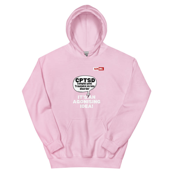 Light Pink Hoodie Front 1 - ILLTOCHILL Complex post traumatic stress disorder awareness 'Agonizing idea' cptsd gift Unisex Hoodie.