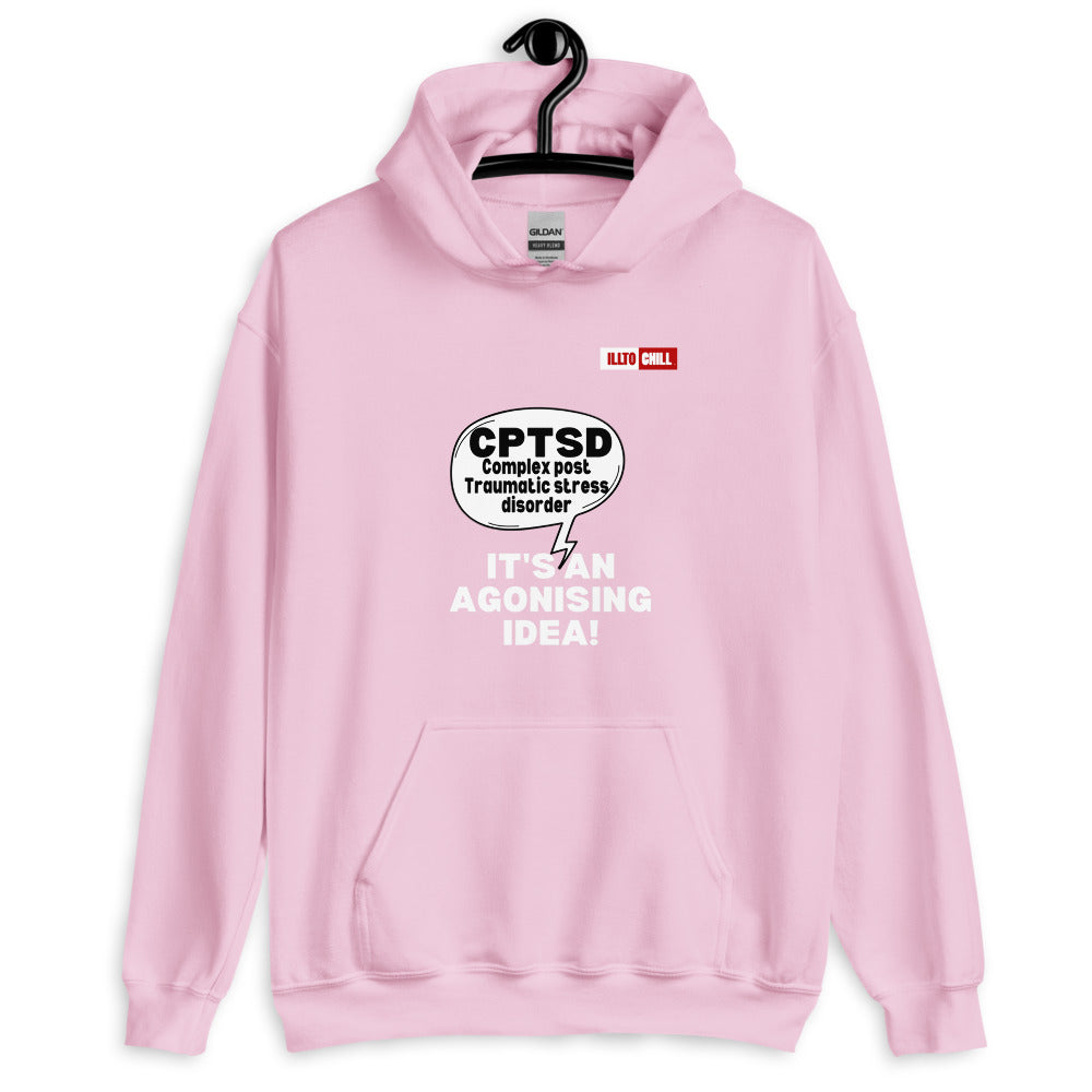 Light Pink Hoodie Front 2 - ILLTOCHILL Complex post traumatic stress disorder awareness 'Agonizing idea' cptsd gift Unisex Hoodie.