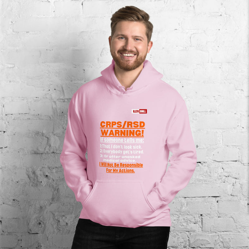 Light Pink Hoodie Front 3 - ILLTOCHILL 'Complex regional pain syndrome Warning' CRPSRSD awareness sarcastic gift Unisex Hoodie.