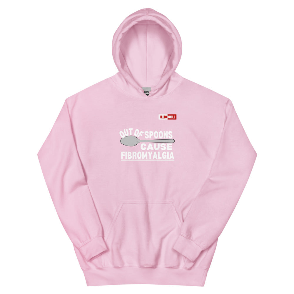 Light Pink Hoodie Front 1 - ILLTOCHILL Fibromyalgia awareness 'Out of Spoons' funny fibro gift Unisex Hoodie.