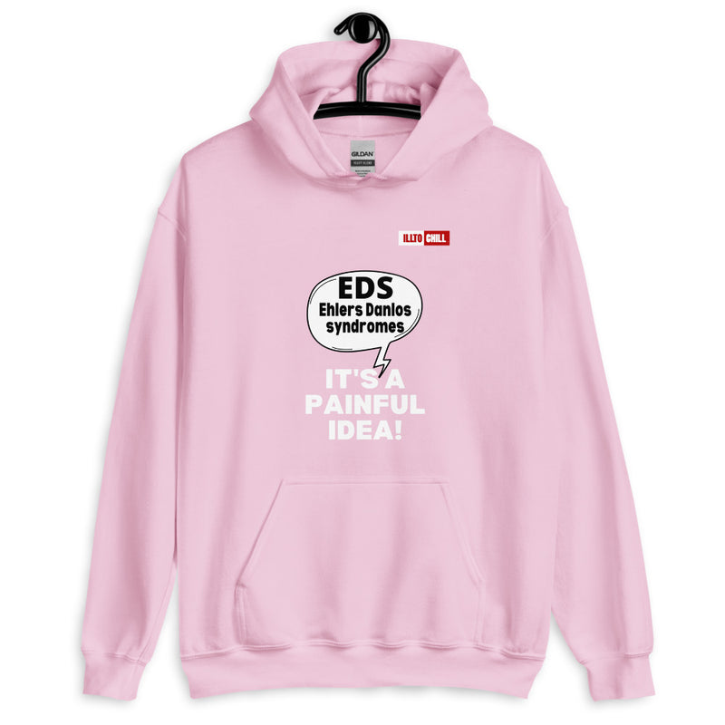 Light Pink Hoodie Front 2 - ILLTOCHILL Ehlers-Danlos syndrome awareness 'It's a painful idea' eds support gift Unisex Hoodie.