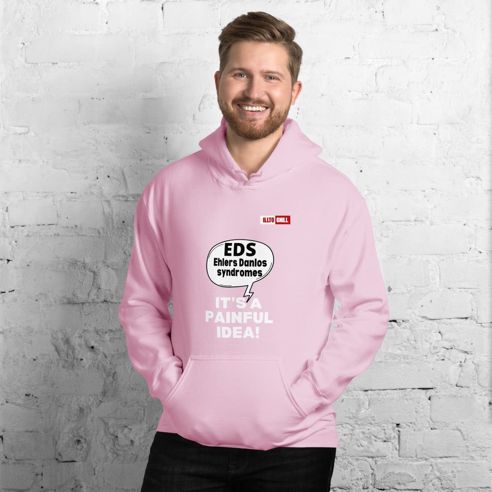 Light Pink Hoodie Front 3 - ILLTOCHILL Ehlers-Danlos syndrome awareness 'It's a painful idea' eds support gift Unisex Hoodie.