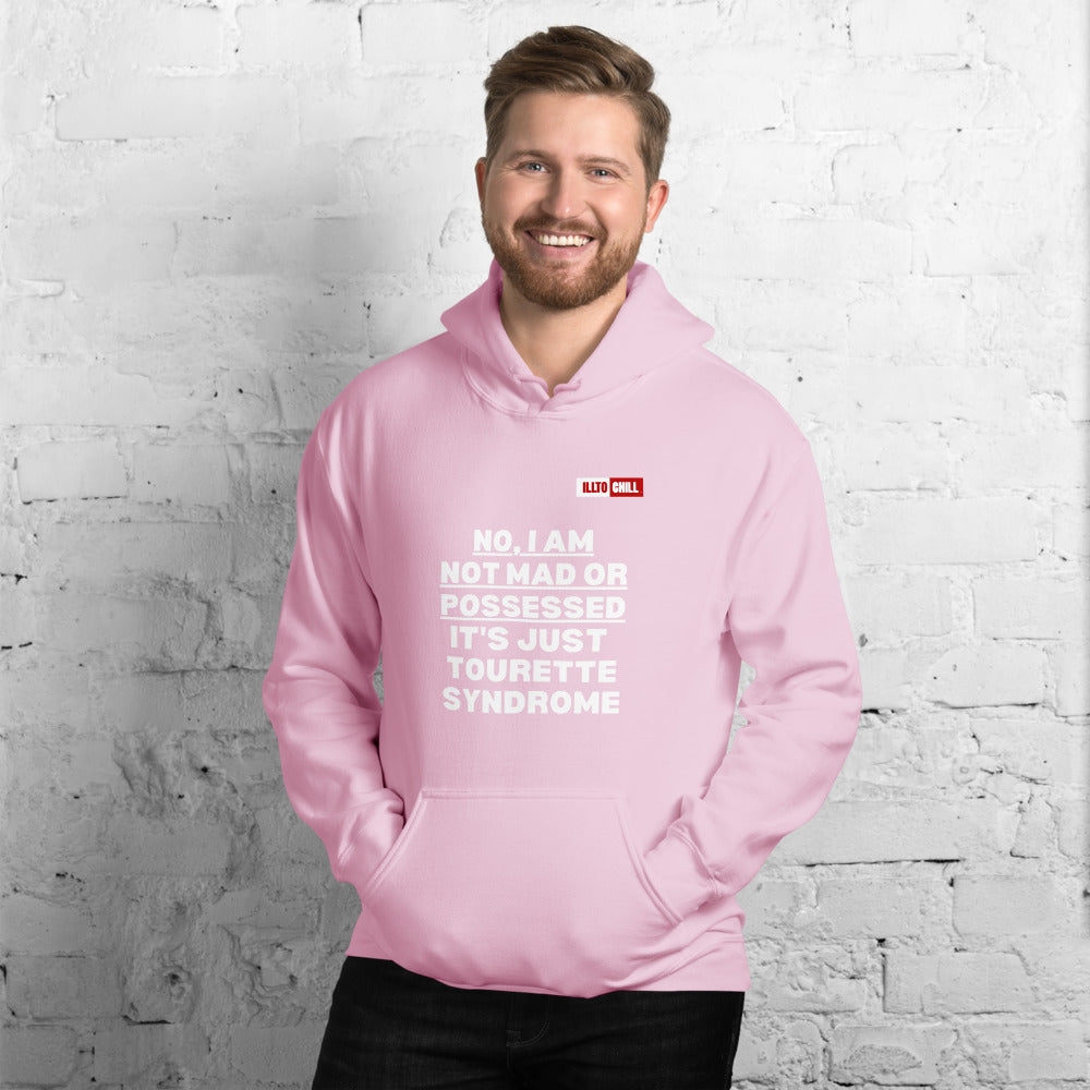 Light Pink Hoodie Front 3 - ILLTOCHILL I have Tourette syndrome 'Not Mad or Possessed' Tourette awareness gift Unisex Hoodie.