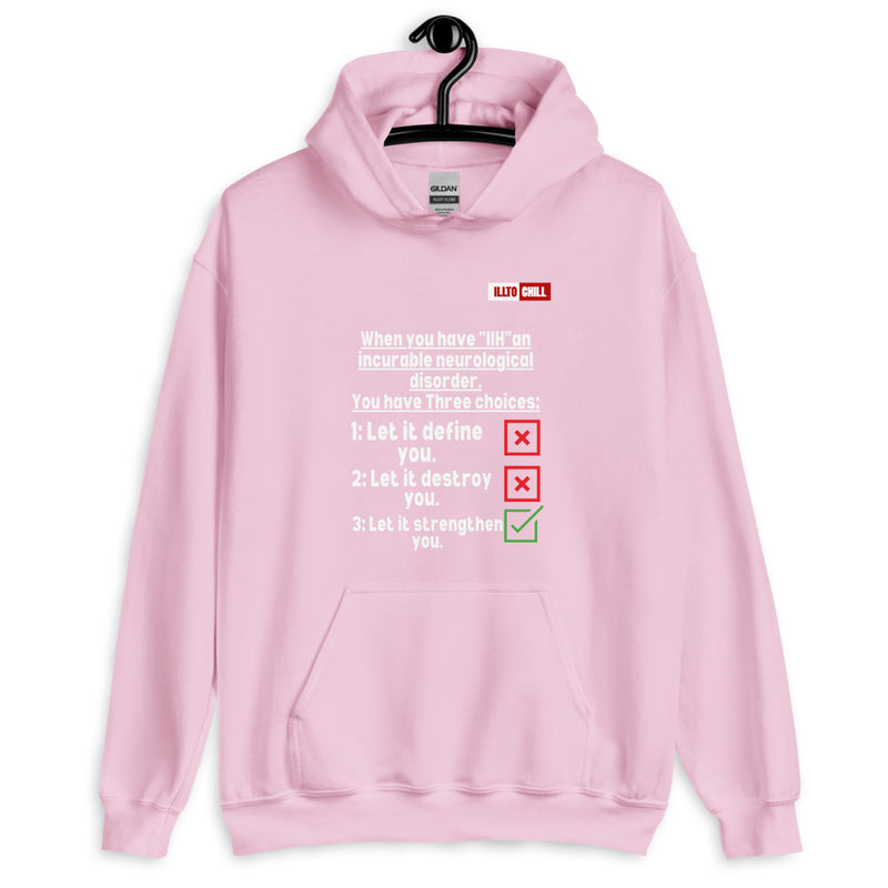 Light Pink Hoodie Front 2 - ILLTOCHILL Idiopathic intracranial hypertension 'Neurological disorder' IIH fighter gift Unisex Hoodie.