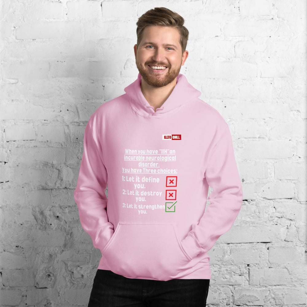 Light Pink Hoodie Front 3 - ILLTOCHILL Idiopathic intracranial hypertension 'Neurological disorder' IIH fighter gift Unisex Hoodie.