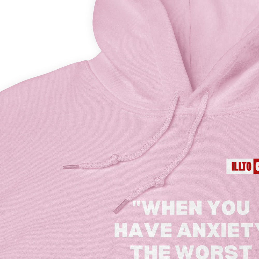 Light Pink Hoodie Detail 1 - ILLTOCHILL Anxiety awareness and anxiety education gift Unisex Hoodie