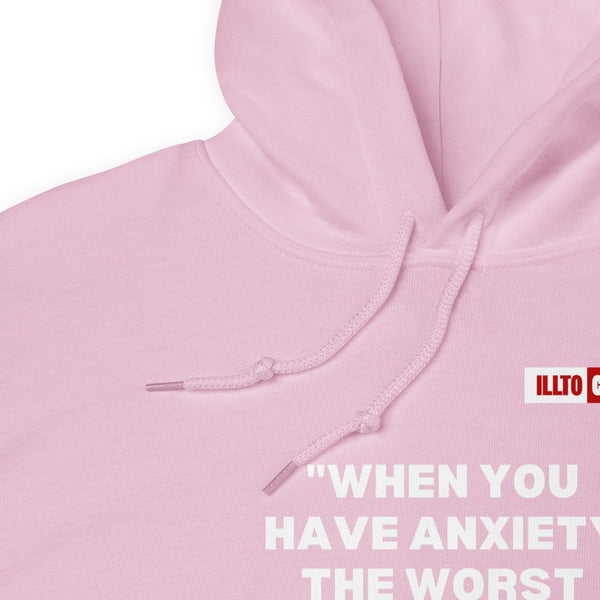 Light Pink Hoodie Detail 1 - ILLTOCHILL Anxiety awareness and anxiety education gift Unisex Hoodie