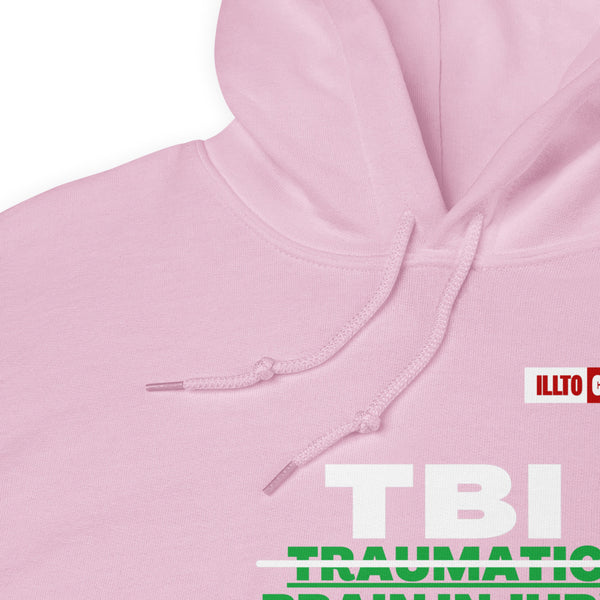 Light Pink Hoodie Detail 1 - ILLTOCHILL Brain Injury awareness 'TBI Totally Brave Individual' TBI support gift Unisex Hoodie