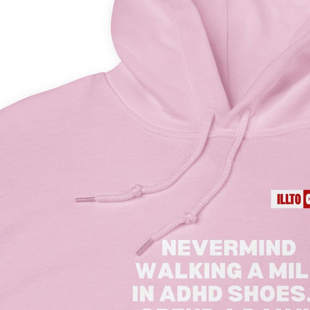 Light Pink Hoodie Detail 1 - ILLTOCHILL Attention deficit hyperactivity disorder awareness, adhd educational gift Unisex Hoodie