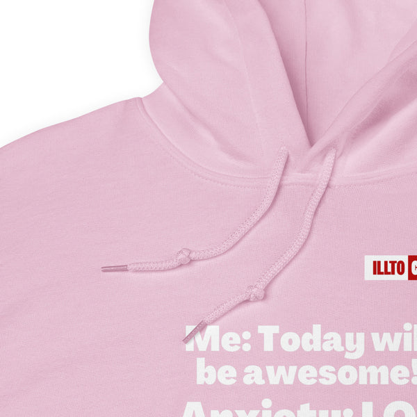 Light Pink Hoodie Detail 1 - ILLTOCHILL Anxiety Awareness, Funny Anxiety Internal Dailouge gift Unisex Hoodie
