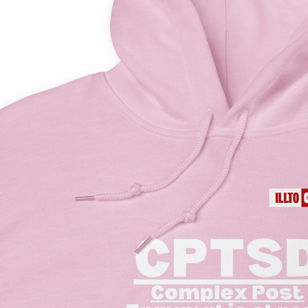 Light Pink Hoodie Detail 1 - ILLTOCHILL CPTSD Review, Complex post traumatic stress disorder sarcastic gift Unisex Hoodie.