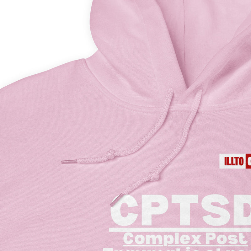 Light Pink Hoodie Detail 1 - ILLTOCHILL CPTSD Review, Complex post traumatic stress disorder sarcastic gift Unisex Hoodie.