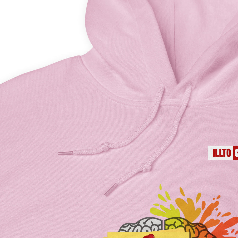 Light Pink Hoodie Detail 1 - ILLTOCHILL CPTSD 'Out of order' Complex post traumatic stress disorder Awareness gift Unisex Hoodie.
