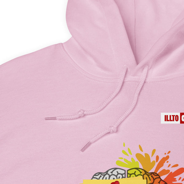 Light Pink Hoodie Detail 1 - ILLTOCHILL CPTSD 'Out of order' Complex post traumatic stress disorder Awareness gift Unisex Hoodie.