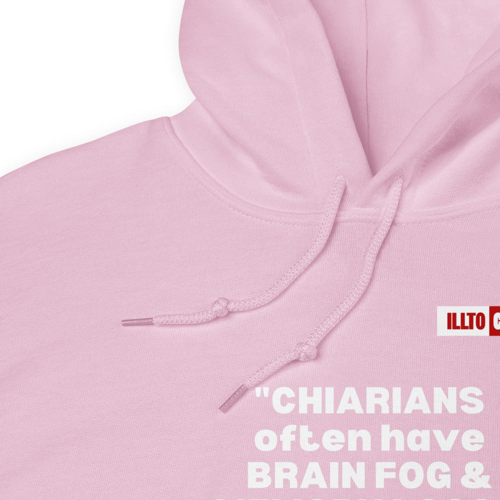 Light Pink Hoodie Detail 1 - ILLTOCHILL CM Chiari Malformation Awareness, Chiarian funny Gift Unisex Hoodie.