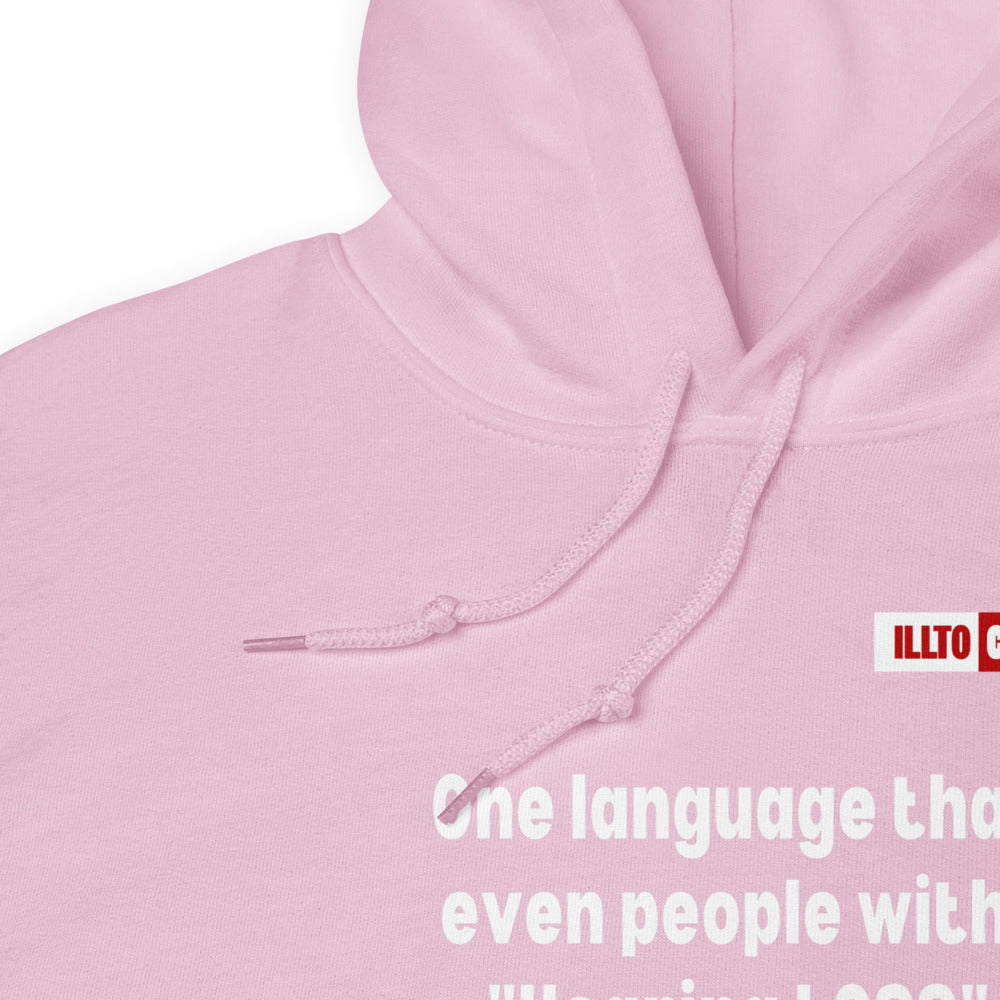 Light Pink Hoodie Detail 1 - ILLTOCHILL Hearing loss support hearing impaired educational gift Unisex Hoodie.