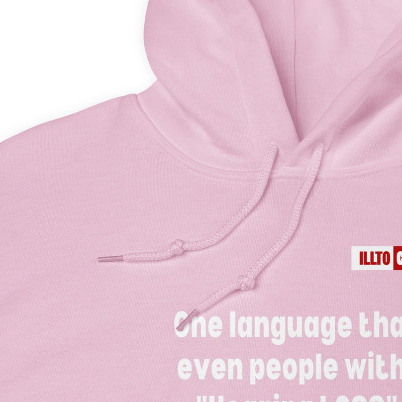 Light Pink Hoodie Detail 1 - ILLTOCHILL Hearing loss support hearing impaired educational gift Unisex Hoodie.