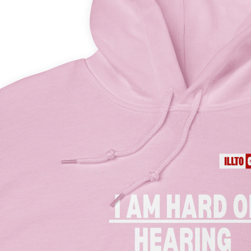 Light Pink Hoodie Detail 1 - ILLTOCHILL 'Hard of hearing can mute anyone anytime' sarcastic hearing impaired gift Unisex Hoodie.