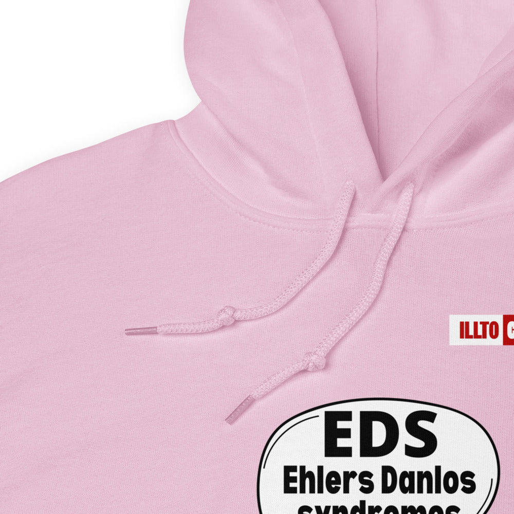 Light Pink Hoodie Detail 1 - ILLTOCHILL Ehlers-Danlos syndrome awareness 'It's a painful idea' eds support gift Unisex Hoodie.
