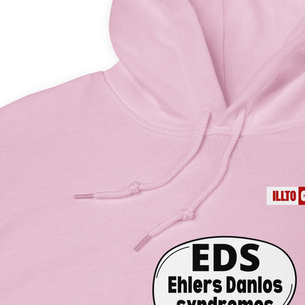 Light Pink Hoodie Detail 1 - ILLTOCHILL Ehlers-Danlos syndrome awareness 'It's a painful idea' eds support gift Unisex Hoodie.