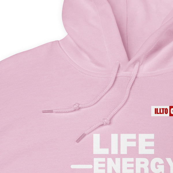 Light Pink Hoodie Detail 1 - ILLTOCHILL Fibromyalgia awareness 'Life - Energy = Fibromyalgia' funny fibro gift Unisex Hoodie.