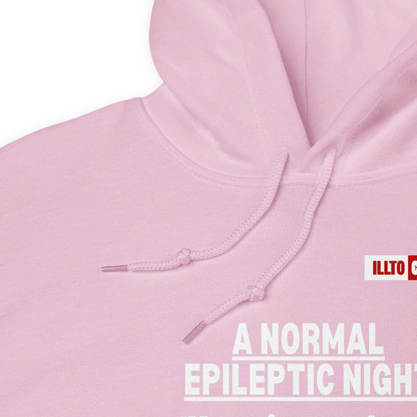 Light Pink Hoodie Detail 1 - ILLTOCHILL Epilepsy awareness 'Epileptic Night' epilepsy support gift Unisex Hoodie.