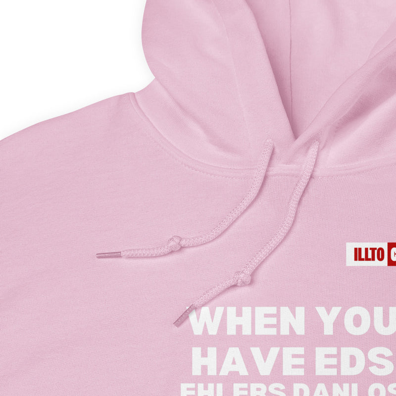 Light Pink Hoodie Detail 1 - ILLTOCHILL Ehlers-Danlos syndrome awareness 'It isn't just pain' eds educational gift Unisex Hoodie.
