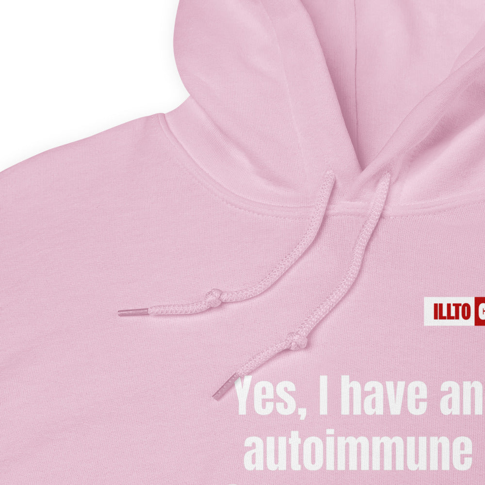 Light Pink Hoodie Detail 1 - ILLTOCHILL 'I have Lupus, No I did not do it to myself' sarcastic lupus awareness gift Unisex Hoodie.