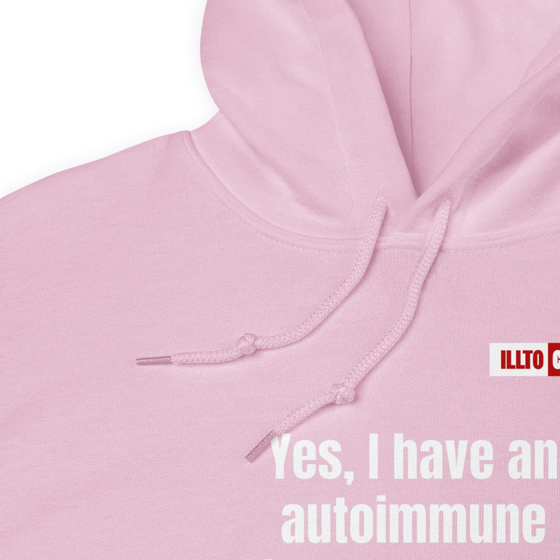 Light Pink Hoodie Detail 1 - ILLTOCHILL 'I have Lupus, No I did not do it to myself' sarcastic lupus awareness gift Unisex Hoodie.