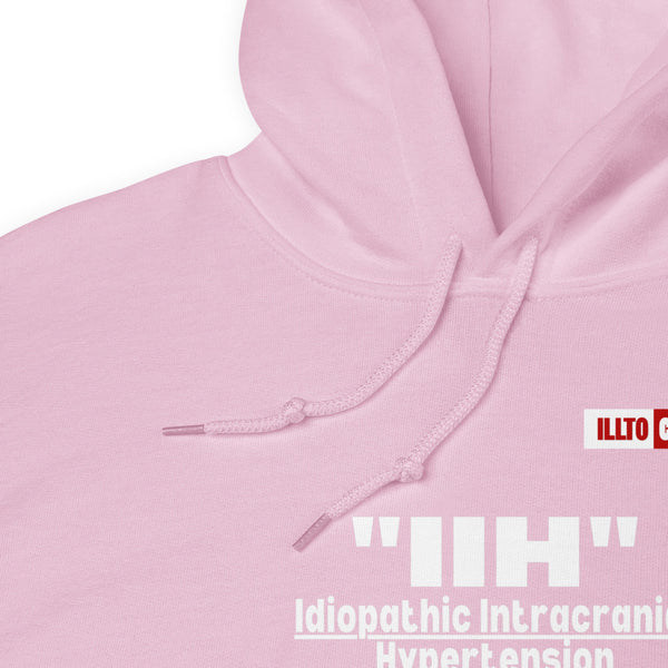 Light Pink Hoodie Detail 1 - ILLTOCHILL Idiopathic intracranial hypertension 'Last thing you think about' IIH awareness gift Unisex Hoodie.