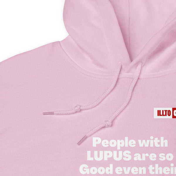 Light Pink Hoodie Detail 1 - ILLTOCHILL Lupus awareness 'Immune system cannot have enought' funny lupus gift Unisex Hoodie.