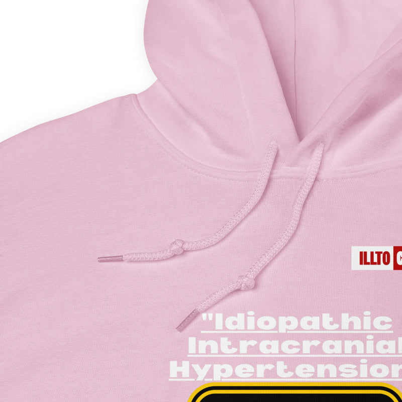 Light Pink Hoodie Detail 1 - ILLTOCHILL ILLTOCHILL Idiopathic intracranial hypertension awareness 'Warning sign' IIH gift Unisex Hoodie.