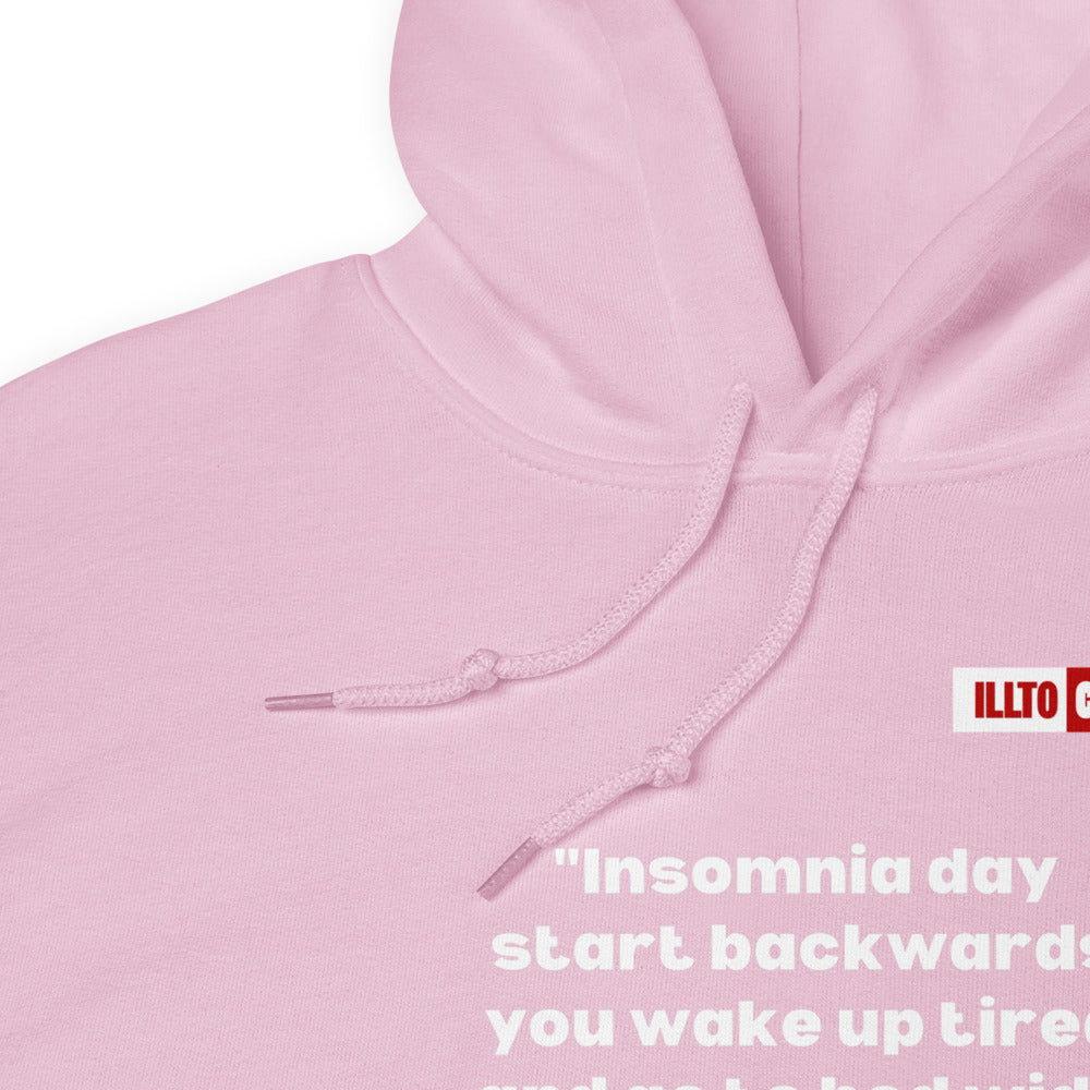 Light Pink Hoodie Detail 1 - ILLTOCHILL Isomnia awareness funny insomnia sleep schedule gift Unisex Hoodie.
