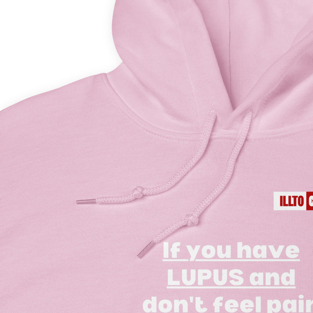 Light Pink Hoodie Detail 1 - ILLTOCHILL Lupus Pain awareness sarcastic lupus gift for autoimmune disease Unisex Hoodie.