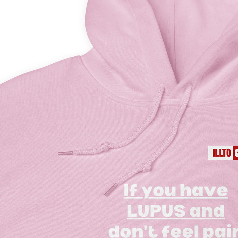 Light Pink Hoodie Detail 1 - ILLTOCHILL Lupus Pain awareness sarcastic lupus gift for autoimmune disease Unisex Hoodie.