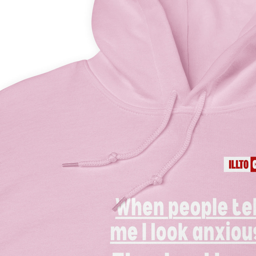 Light Pink Hoodie Detail 1 - ILLTOCHILL If I look anxious, that's because I have Anxiety awareness gift Unisex Hoodie.