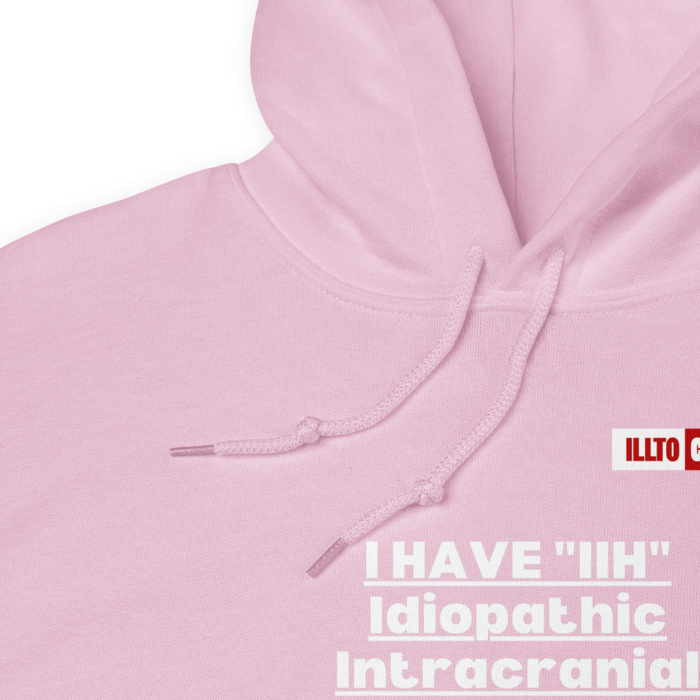 Light Pink Hoodie Detail 1 - ILLTOCHILL Idiopathic intracranial hypertension 'Nightmare starts when you wake up' IIH support gift Unisex Hoodie.