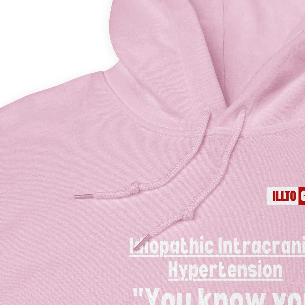 Light Pink Hoodie Detail 1 - ILLTOCHILL Idiopathic intracranial hypertension 'Wish just had headache' IIH awareness gift Unisex Hoodie.