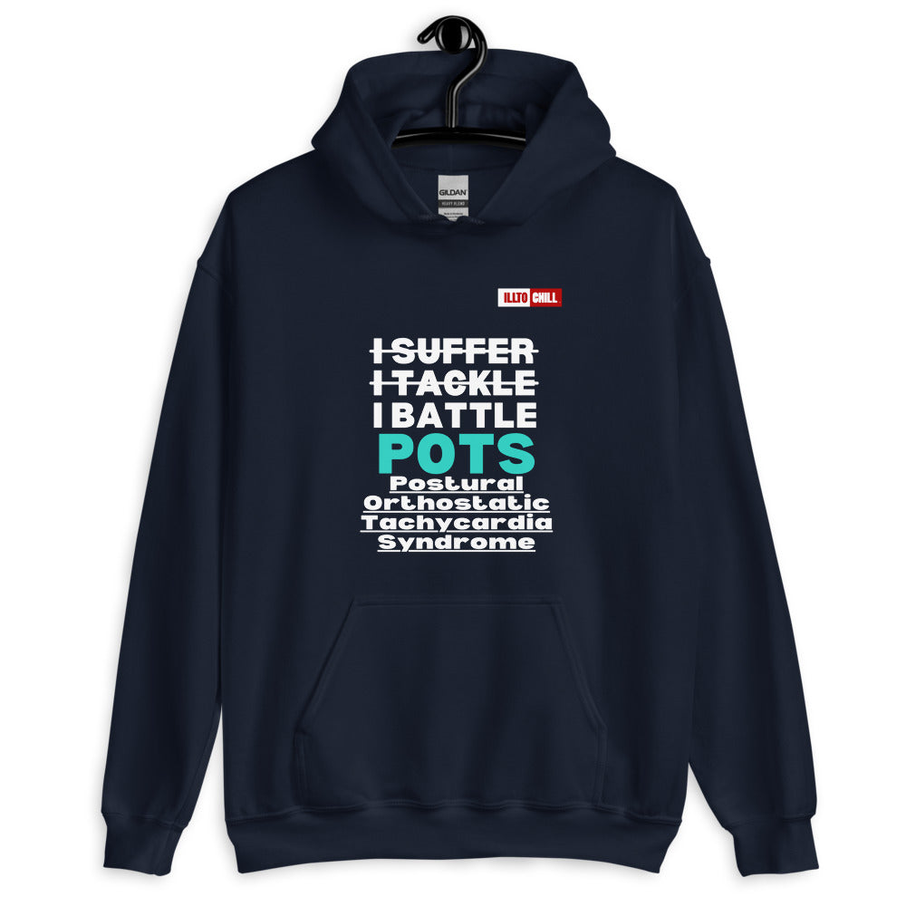 Navy Hoodie Front 2 - ILLLTOCHILL Postural orthostatic tachycardia syndrome warrior gift, POTS awareness gift Unisex Hoodie