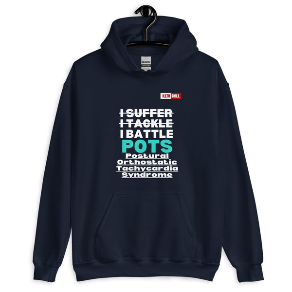 Navy Hoodie Front 2 - ILLLTOCHILL Postural orthostatic tachycardia syndrome warrior gift, POTS awareness gift Unisex Hoodie