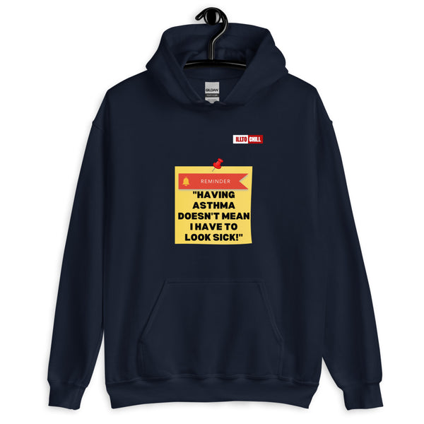 Navy Hoodie Front 2 - ILLTOCHILL Asthma Reminder quote, Asthma awareness Gift Unisex Hoodie
