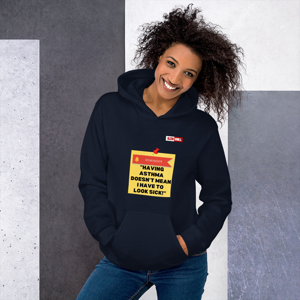 Navy Hoodie Front 4 - ILLTOCHILL Asthma Reminder quote, Asthma awareness Gift Unisex Hoodie