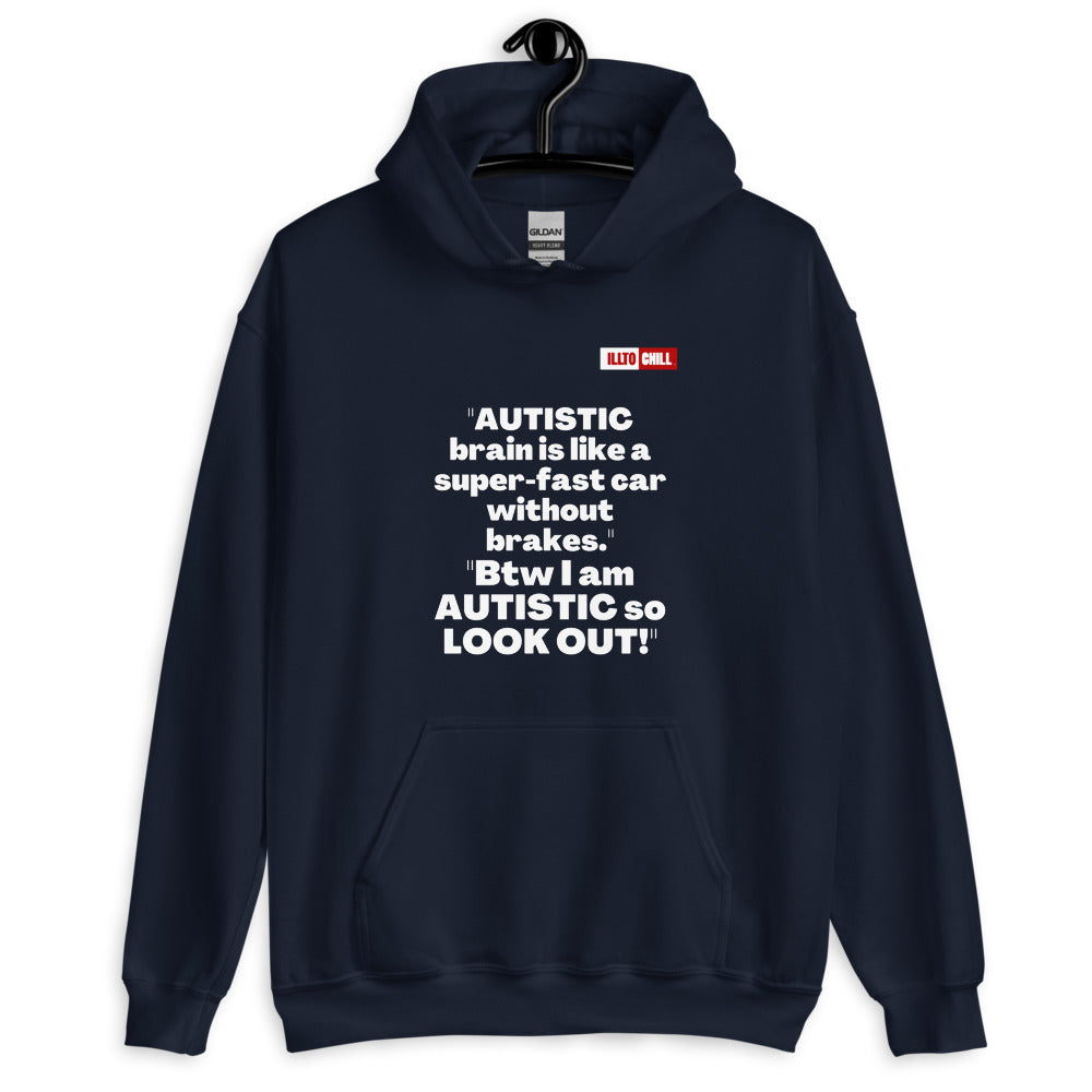 Navy Hoodie Front 2 - ILLTOCHILL Autism awareness 'How the Autistic brain works' autism acceptance gift Unisex Hoodie