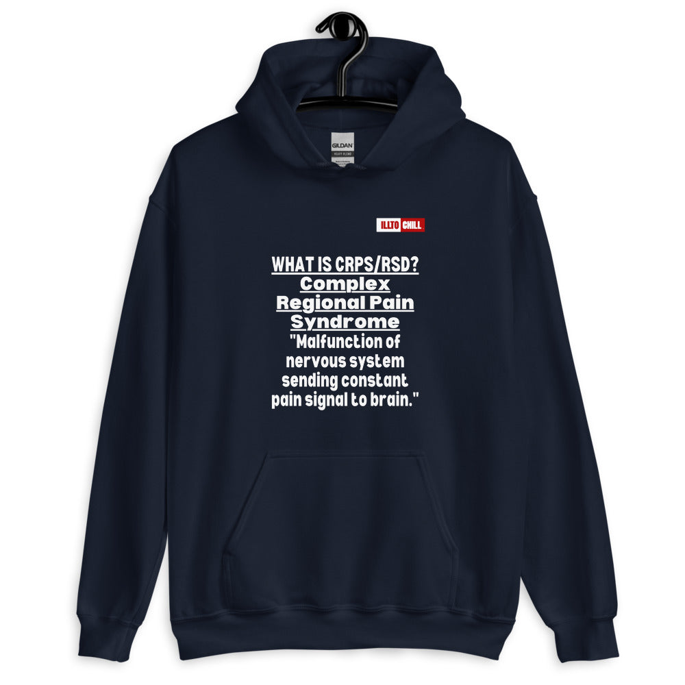 Navy Hoodie Front 2 - ILLTOCHILL Complex regional pain syndrome awareness 'Nervous system Malfunction' crpsrsd gift Unisex Hoodie.